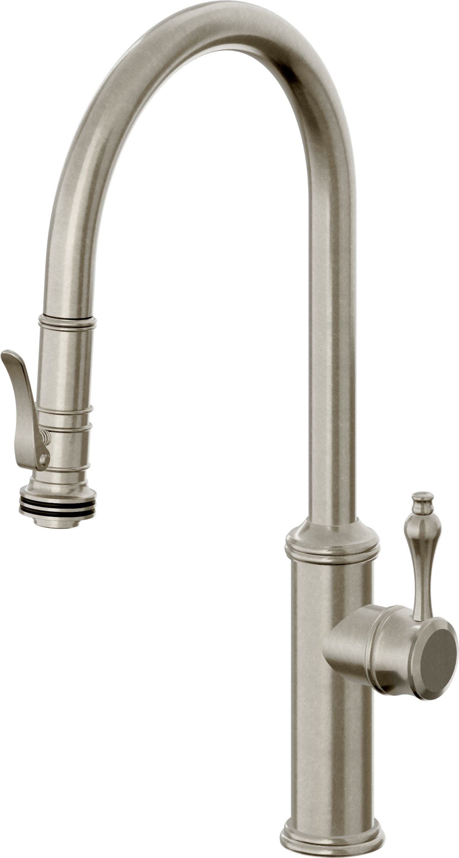 California Faucets Davoli Llave de Cocina Extraíble Tradicional - Surtidor Alto - Níquel Bruñido