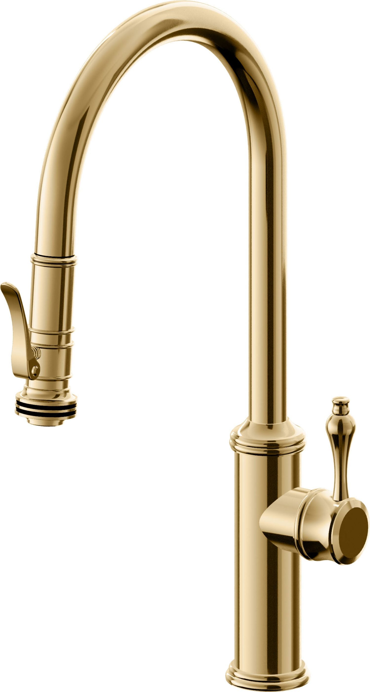 California Faucets Davoli Llave de Cocina Extraíble Tradicional - Surtidor Alto - Oro Francés