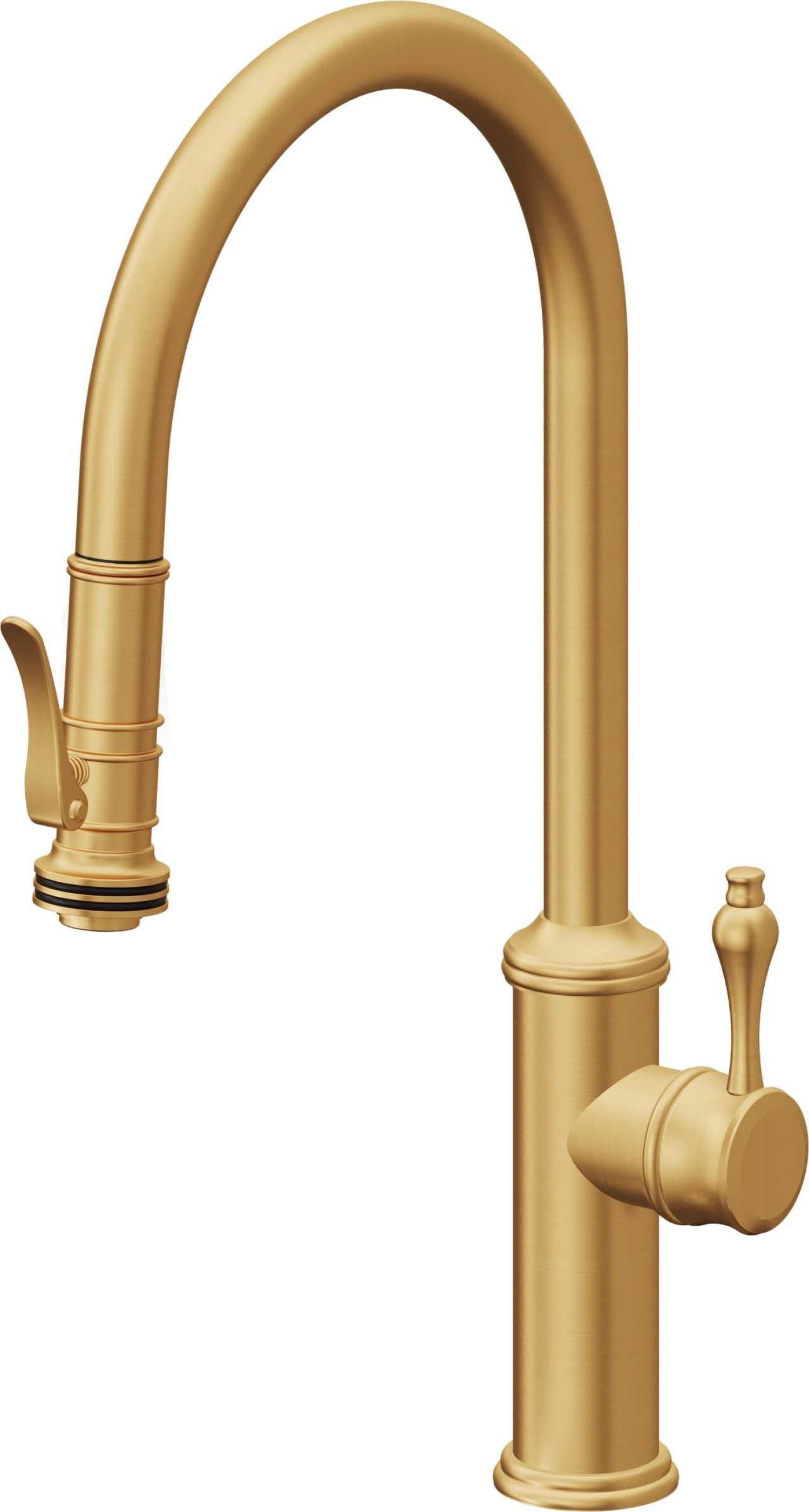 California Faucets Davoli Llave de Cocina Extraíble Tradicional - Surtidor Alto - Oro Satinado de por Vida