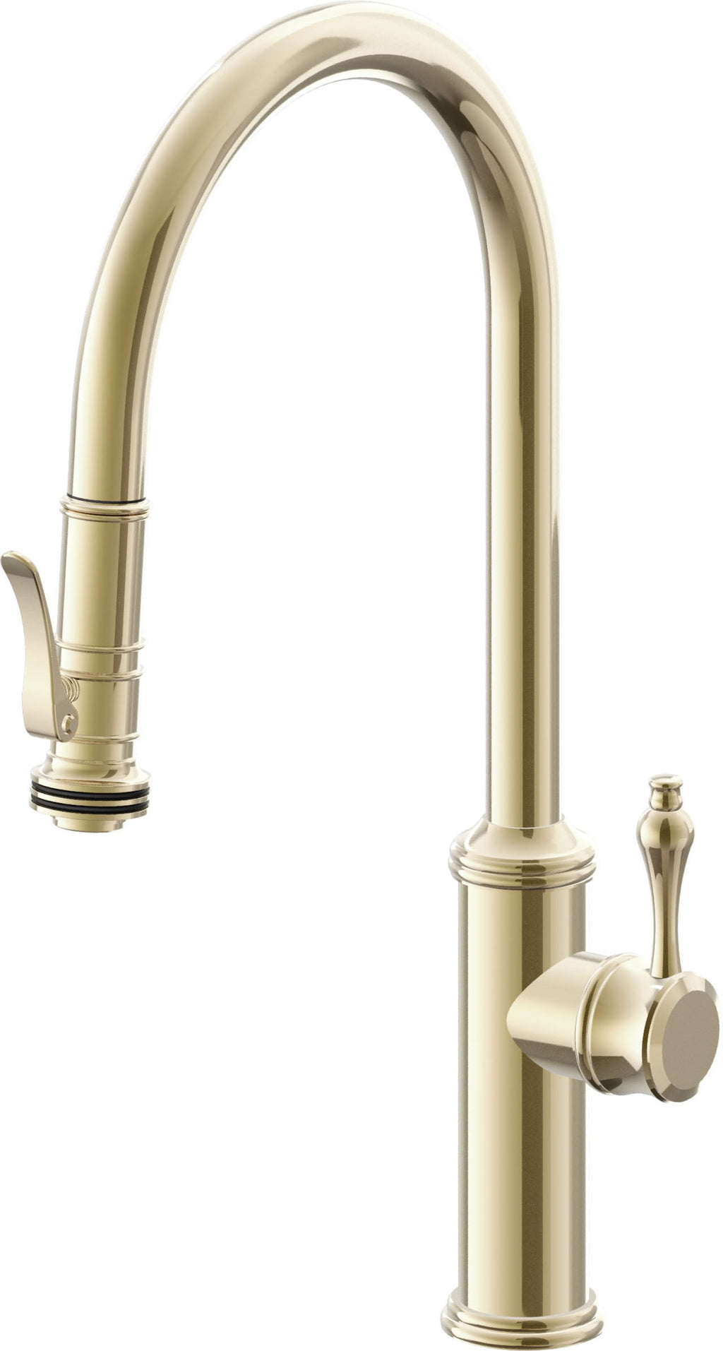 California Faucets Davoli Llave de Cocina Extraíble Tradicional - Surtidor Alto - Latón Pulido