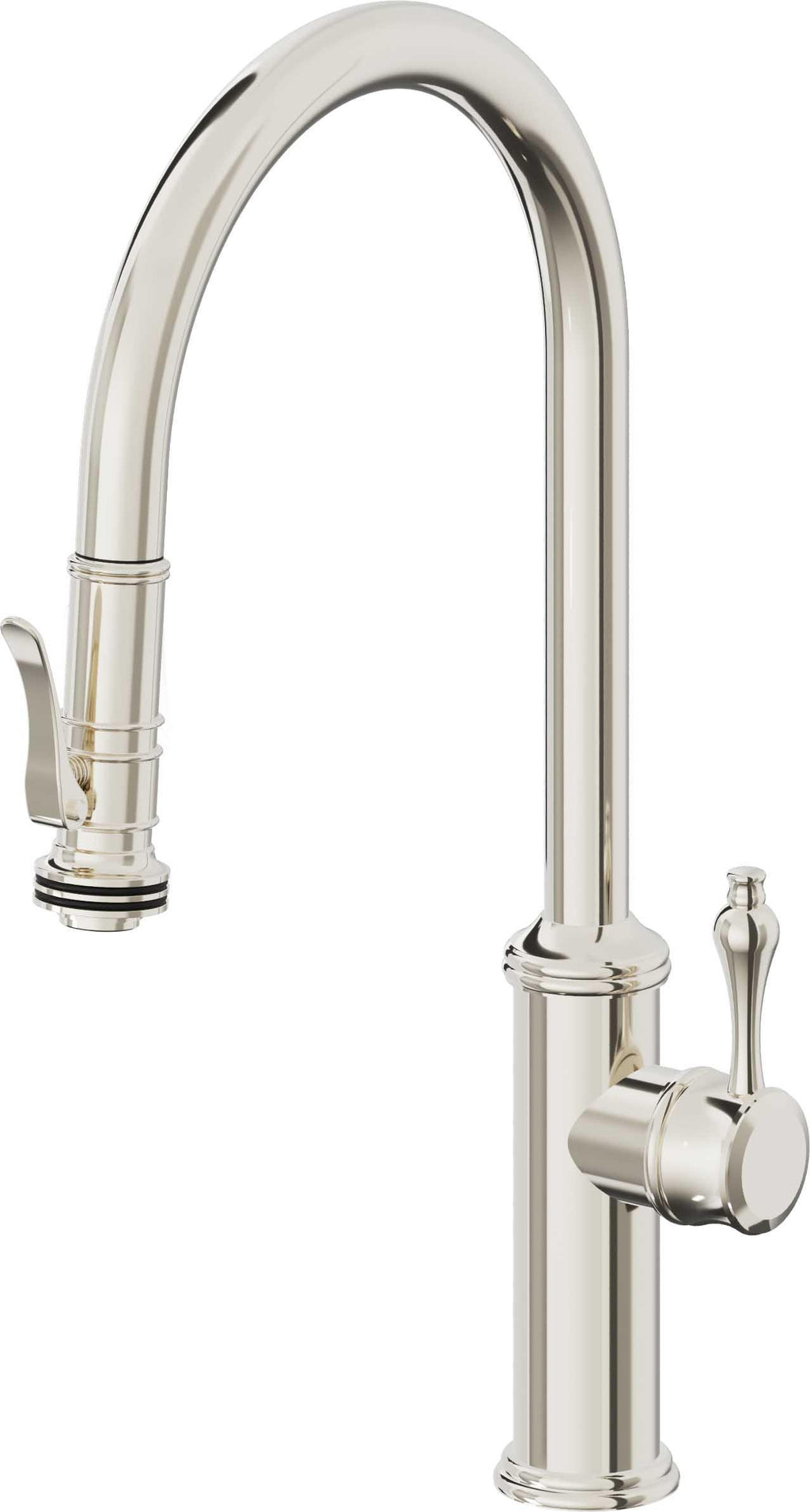 California Faucets Davoli Llave de Cocina Extraíble Tradicional - Surtidor Alto - Squeeze — Níquel Pulido / Serie 61