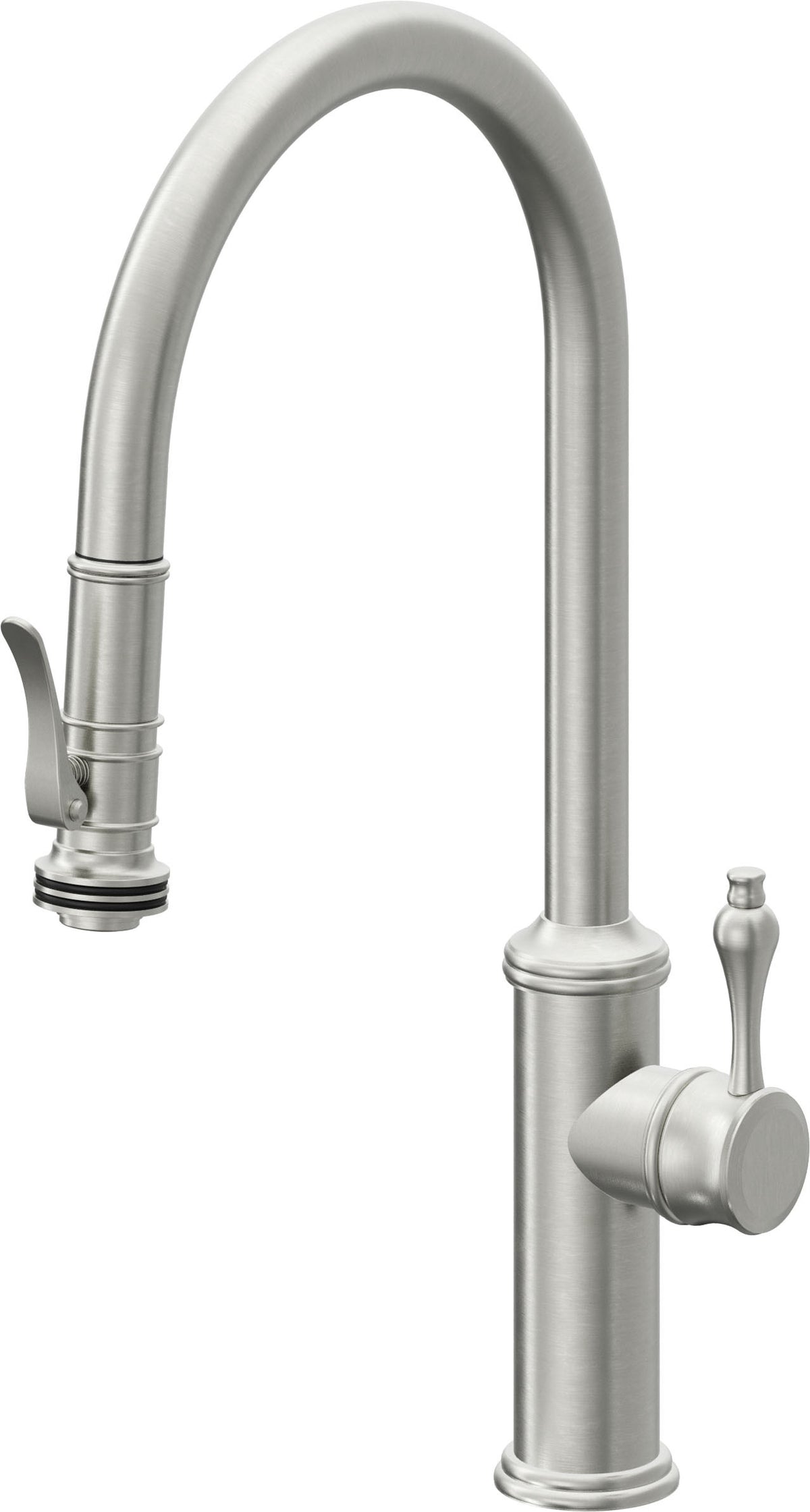California Faucets Davoli Llave de Cocina Extraíble Tradicional - Surtidor Alto - Squeeze — Cromo Satinado / Serie 61
