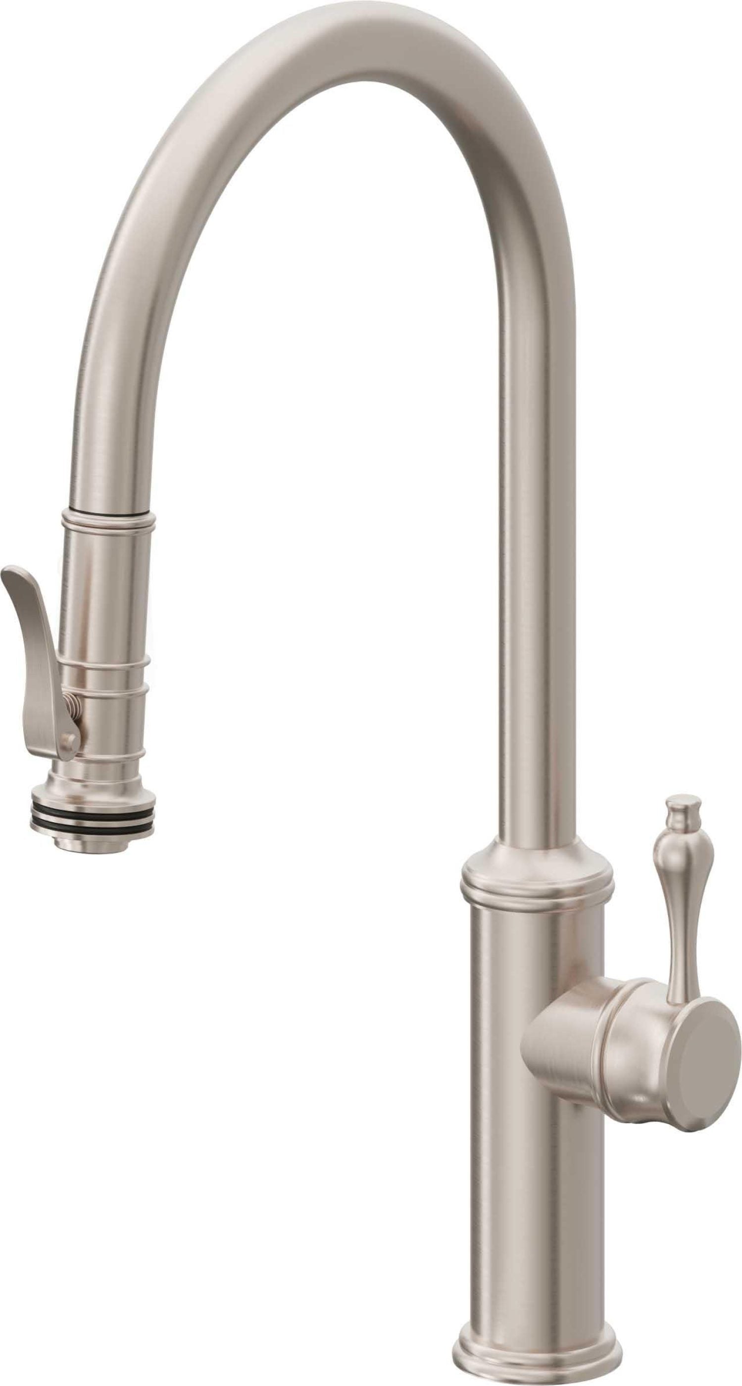 California Faucets Davoli Llave de Cocina Extraíble Tradicional - Surtidor Alto - Níquel Satinado