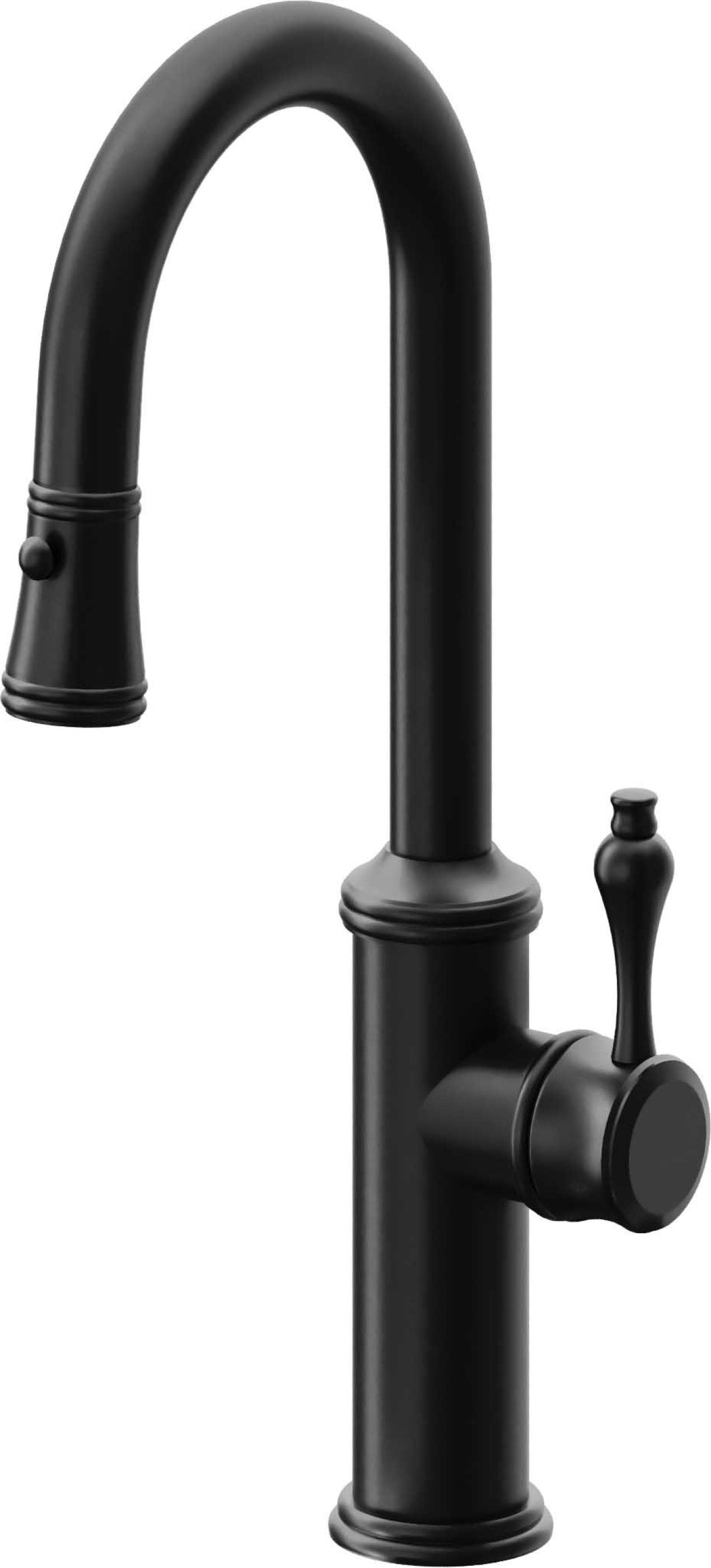 California Faucets Davoli Llave Extraíble Tradicional para Bar/Preparación - Negro Mate