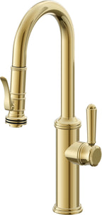 California Faucets Davoli Llave Extraíble Tradicional para Bar/Preparación - Oro Pulido de por Vida