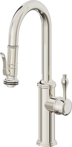 California Faucets Davoli Llave Extraíble Tradicional para Bar/Preparación - Squeeze — Níquel Pulido / Serie 61