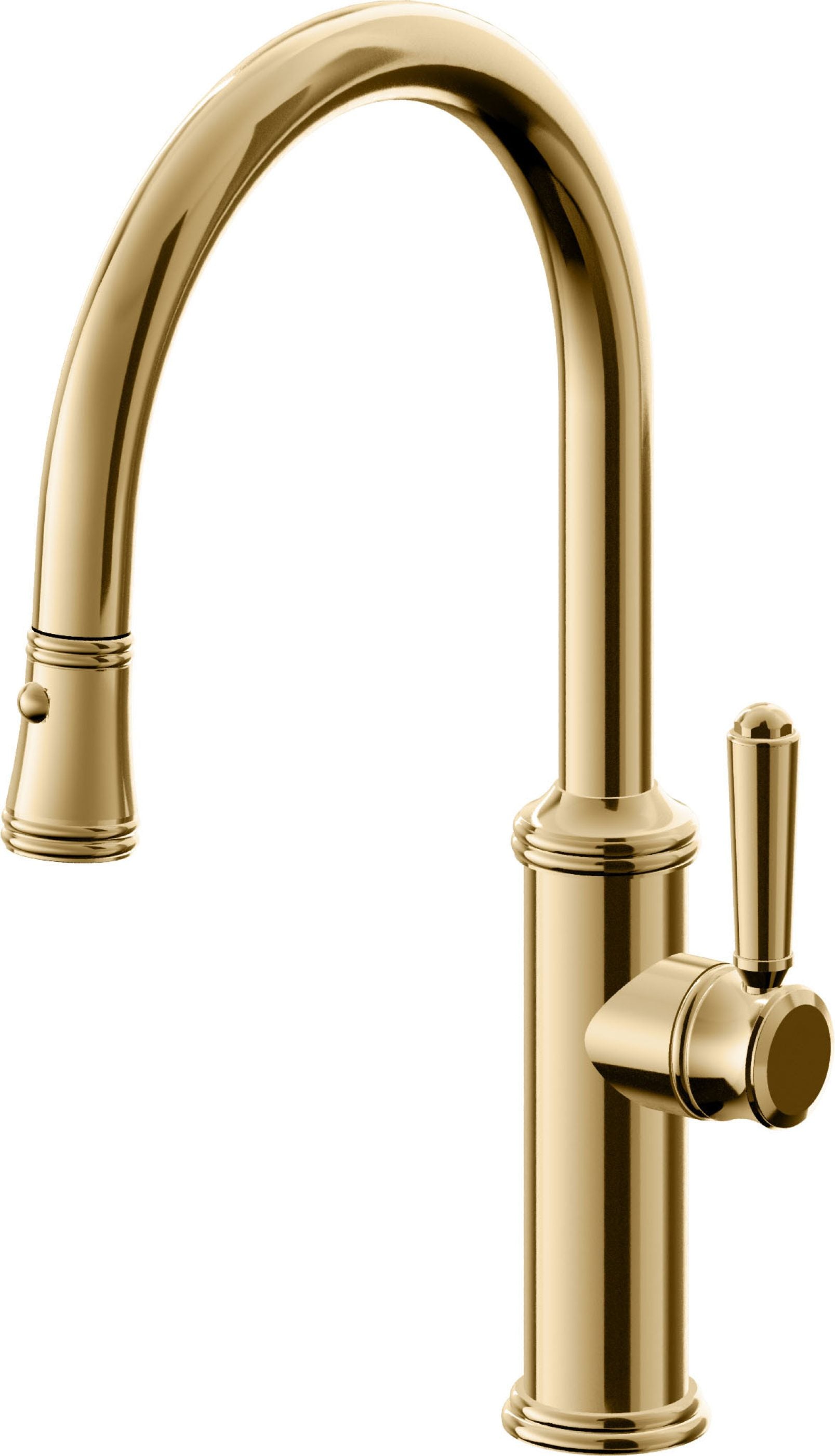 California Faucets Davoli Llave de Cocina Extraíble Tradicional - Surtidor Bajo - Oro Francés