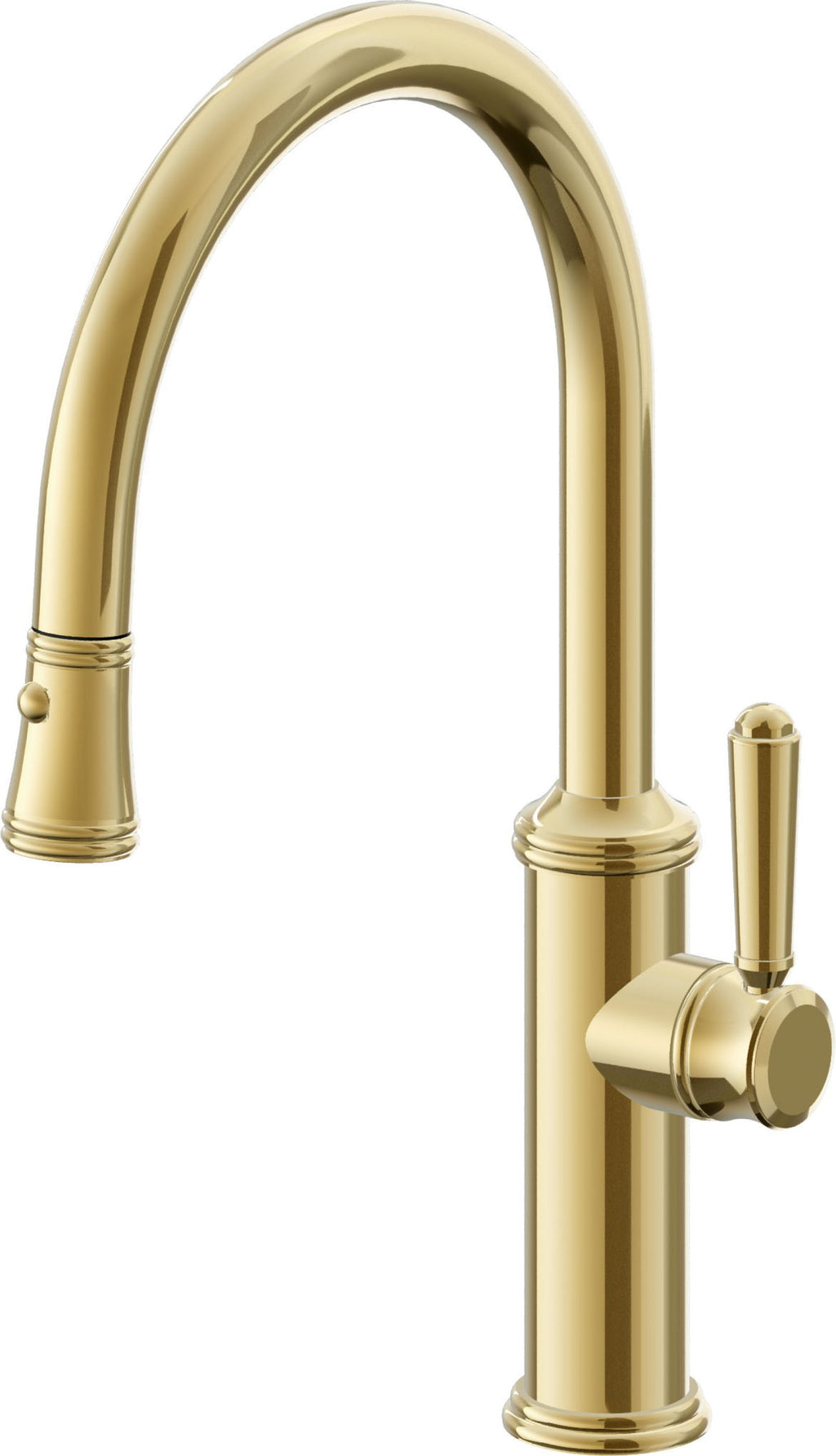 California Faucets Davoli Llave de Cocina Extraíble Tradicional - Surtidor Bajo - Oro Pulido de por Vida