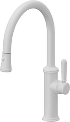 California Faucets Davoli Llave de Cocina Extraíble Tradicional - Surtidor Bajo - Blanco Mate