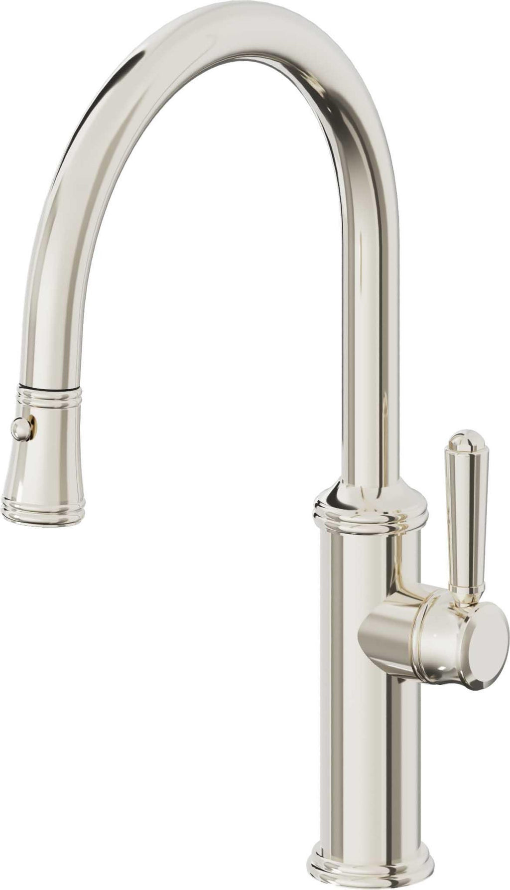 California Faucets Davoli Llave de Cocina Extraíble Tradicional - Surtidor Bajo - Níquel Pulido