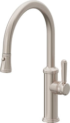 California Faucets Davoli Llave de Cocina Extraíble Tradicional - Surtidor Bajo - Níquel Satinado