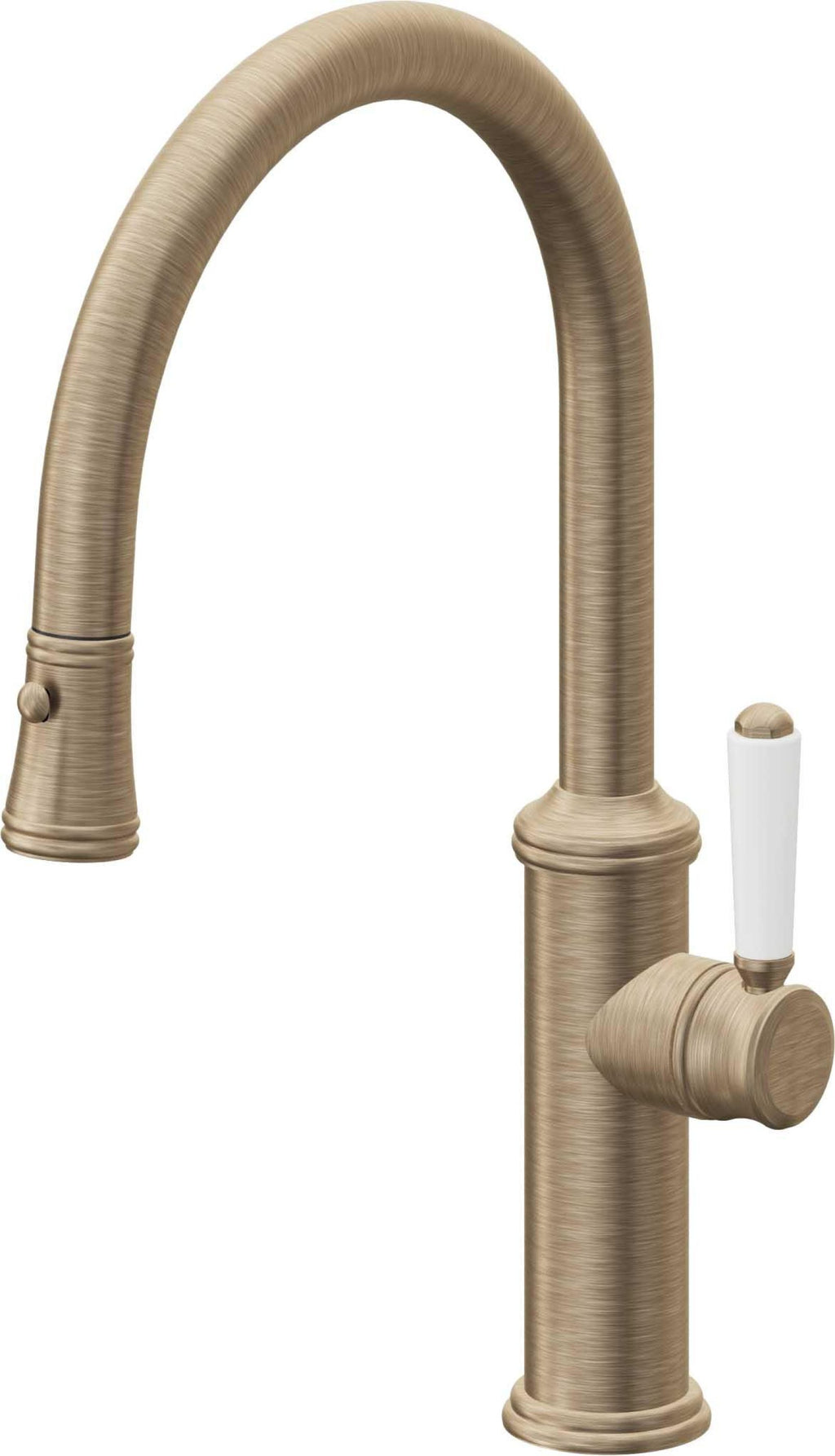 California Faucets Davoli Llave de Cocina Extraíble Tradicional - Surtidor Bajo - Latón Antiguo Mate