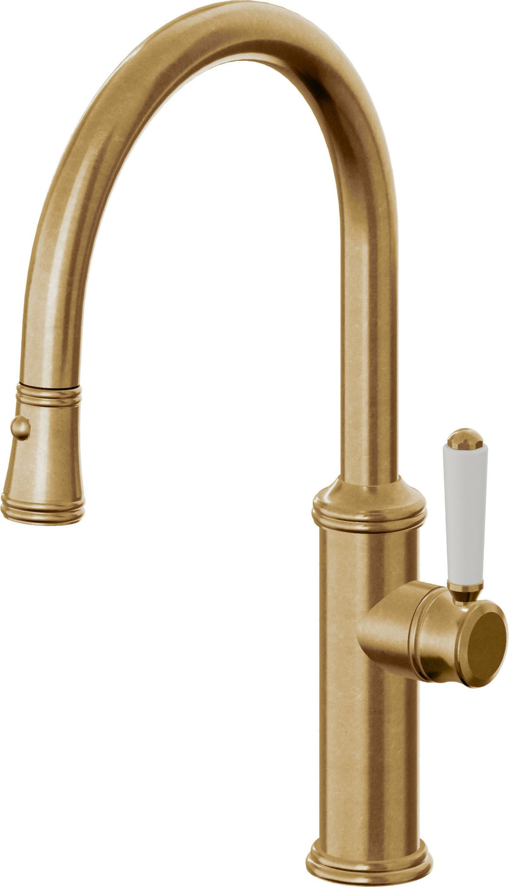 California Faucets Davoli Llave de Cocina Extraíble Tradicional - Surtidor Bajo - Latón Bruñido