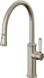 California Faucets Davoli Llave de Cocina Extraíble Tradicional - Surtidor Bajo - Níquel Bruñido