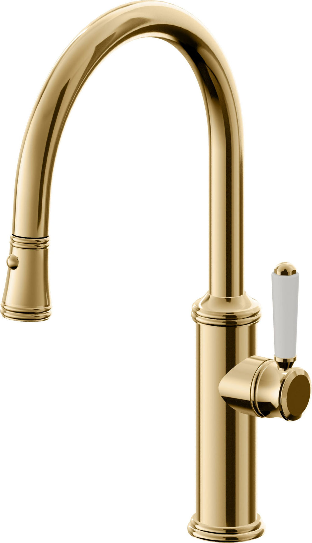 California Faucets Davoli Llave de Cocina Extraíble Tradicional - Surtidor Bajo - Oro Francés