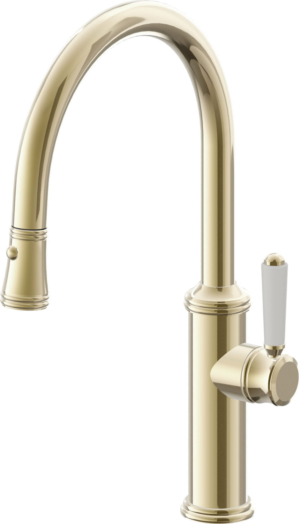 California Faucets Davoli Llave de Cocina Extraíble Tradicional - Surtidor Bajo - Latón Pulido