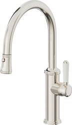 California Faucets Davoli Llave de Cocina Extraíble Tradicional - Surtidor Bajo - Níquel Pulido