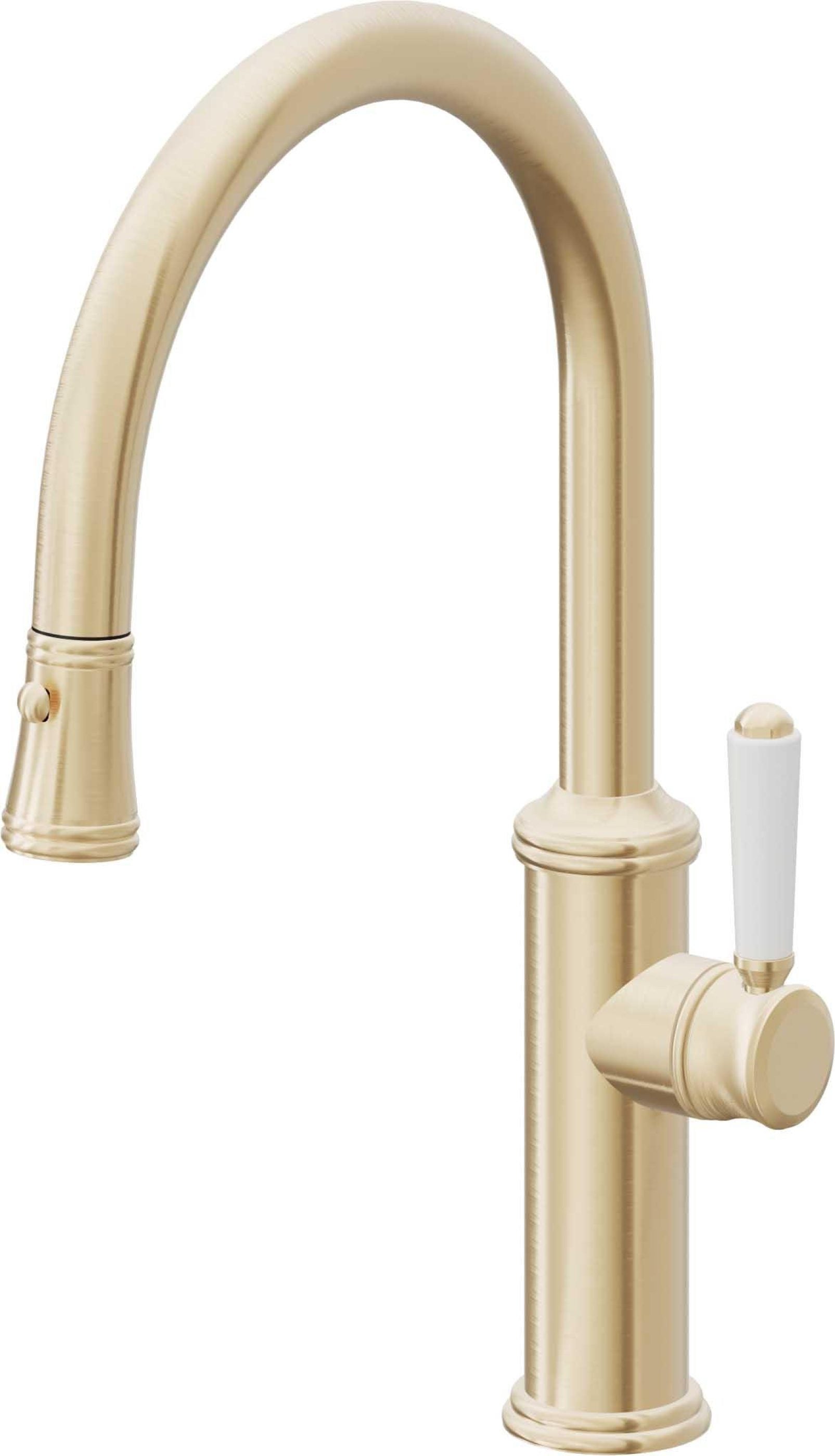 California Faucets Davoli Llave de Cocina Extraíble Tradicional - Surtidor Bajo - Latón Satinado