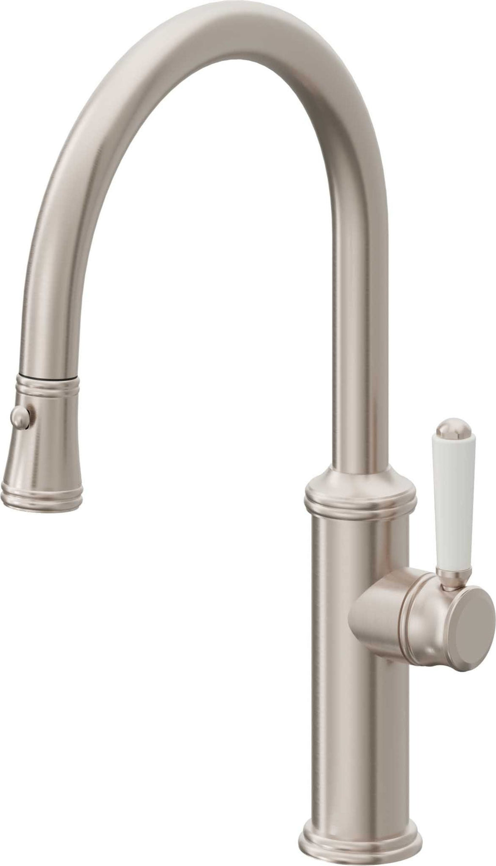 California Faucets Davoli Llave de Cocina Extraíble Tradicional - Surtidor Bajo - Níquel Satinado