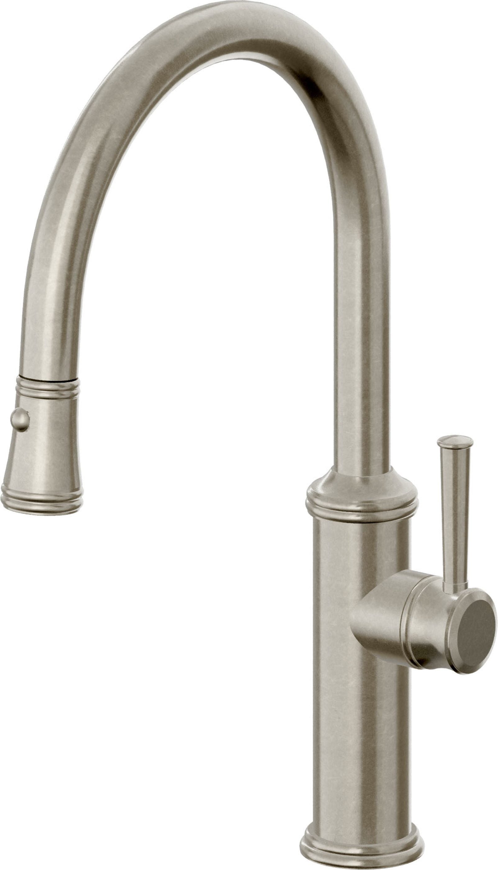 California Faucets Davoli Llave de Cocina Extraíble Tradicional - Surtidor Bajo - Níquel Bruñido