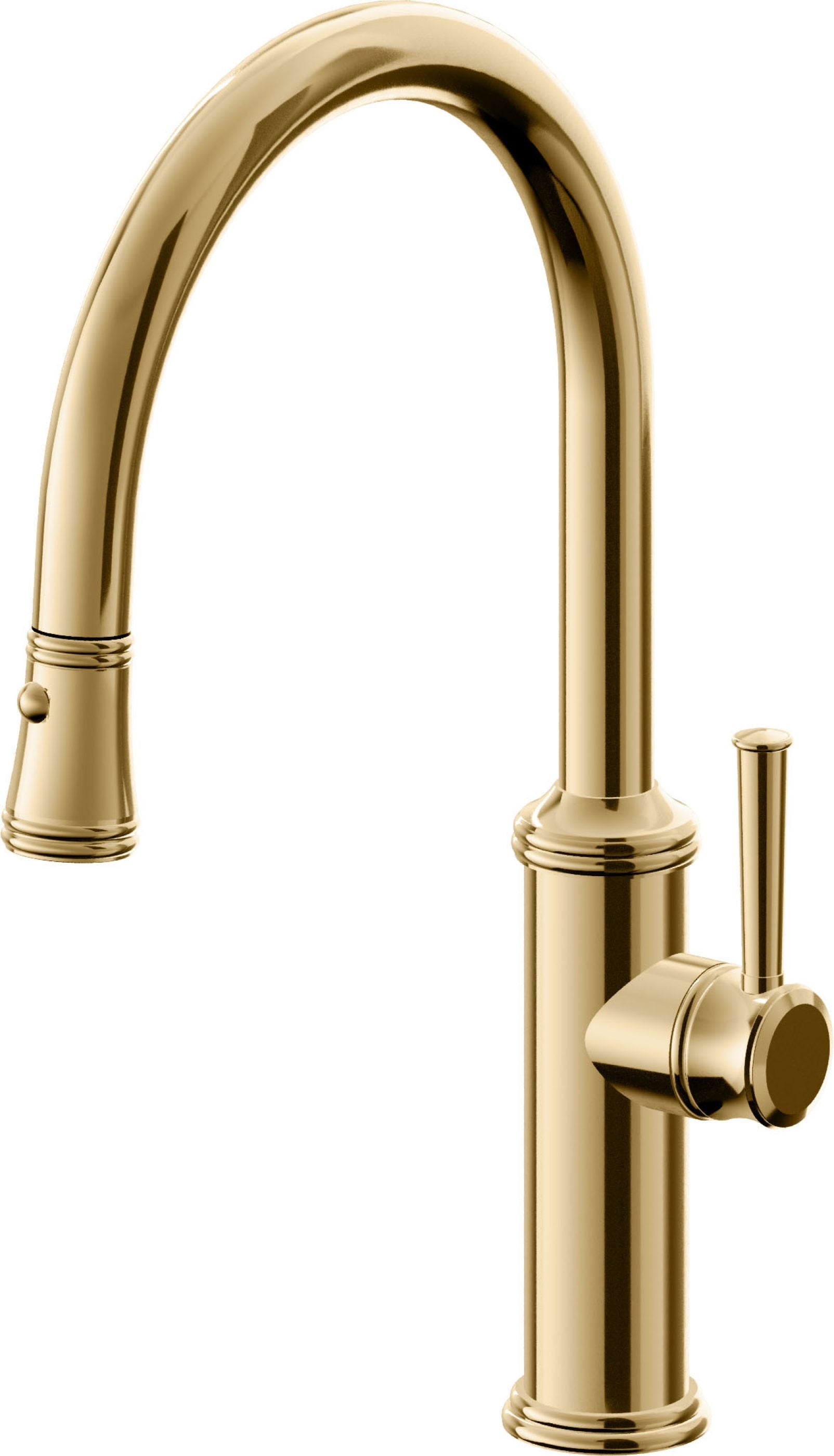 California Faucets Davoli Llave de Cocina Extraíble Tradicional - Surtidor Bajo - Oro Francés