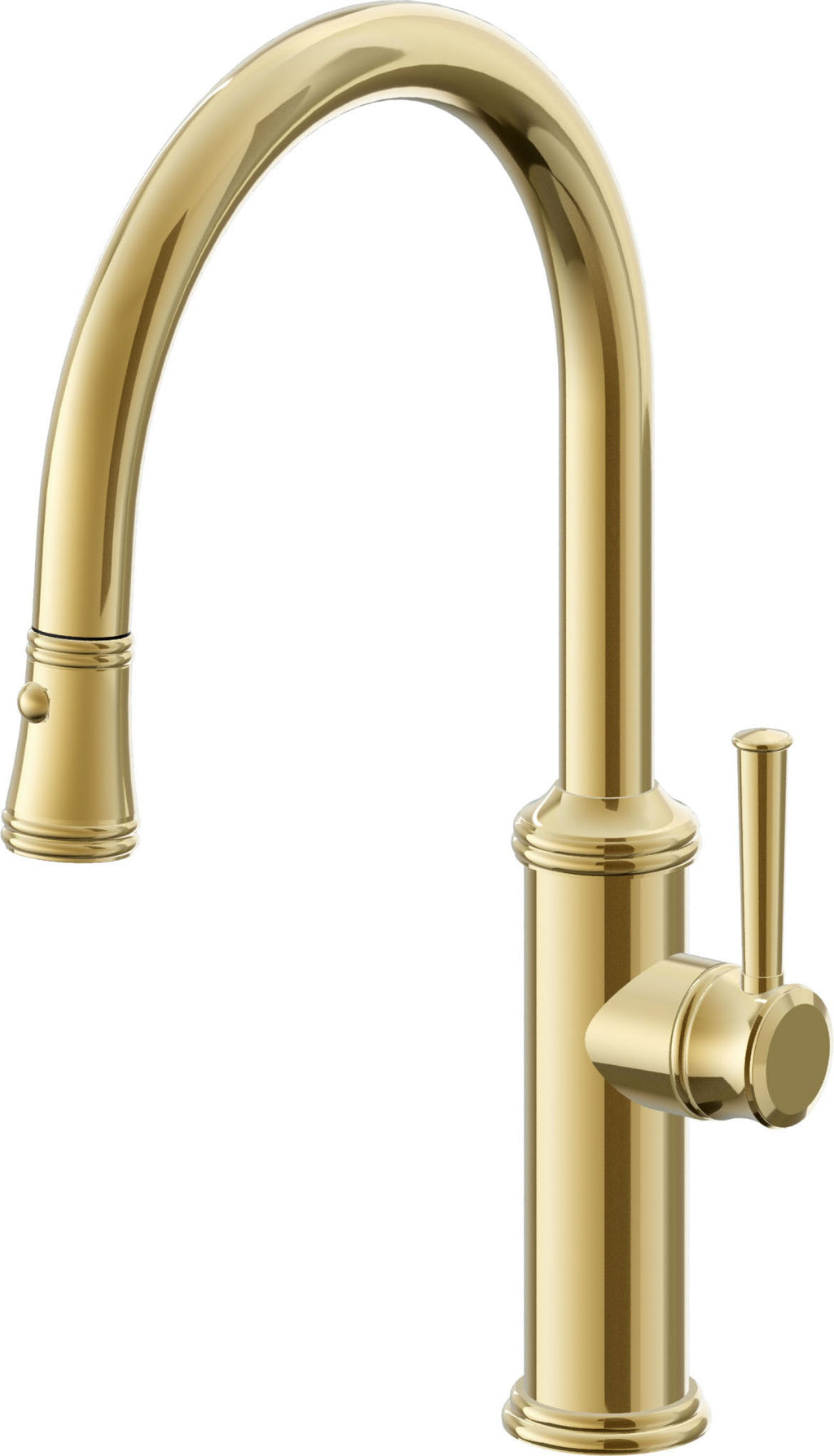 California Faucets Davoli Llave de Cocina Extraíble Tradicional - Surtidor Bajo - Oro Pulido de por Vida