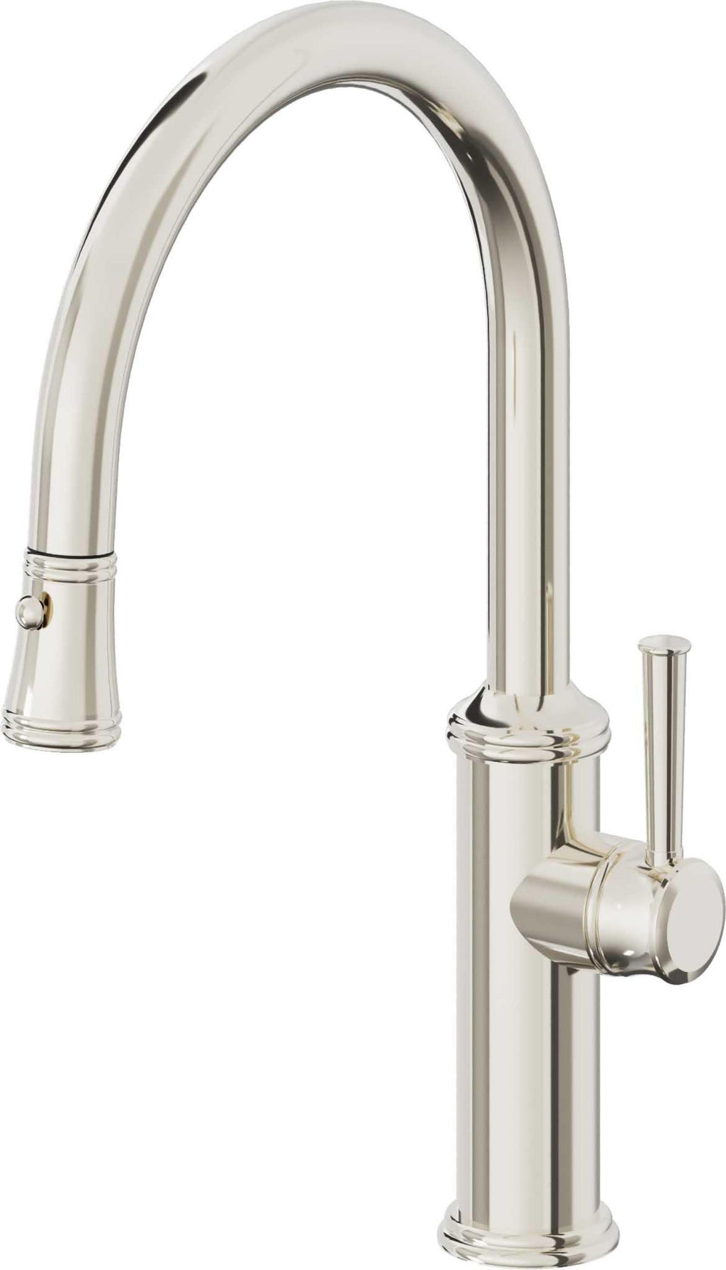 California Faucets Davoli Llave de Cocina Extraíble Tradicional - Surtidor Bajo - Níquel Pulido