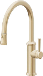California Faucets Davoli Llave de Cocina Extraíble Tradicional - Surtidor Bajo - Latón Satinado