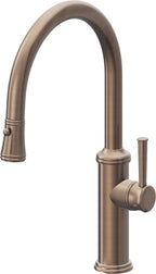 California Faucets Davoli Llave de Cocina Extraíble Tradicional - Surtidor Bajo - Bronce Satinado