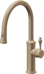 California Faucets Davoli Llave de Cocina Extraíble Tradicional - Surtidor Bajo - Latón Antiguo Mate