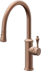 California Faucets Davoli Llave de Cocina Extraíble Tradicional - Surtidor Bajo - Cobre Antiguo Mate