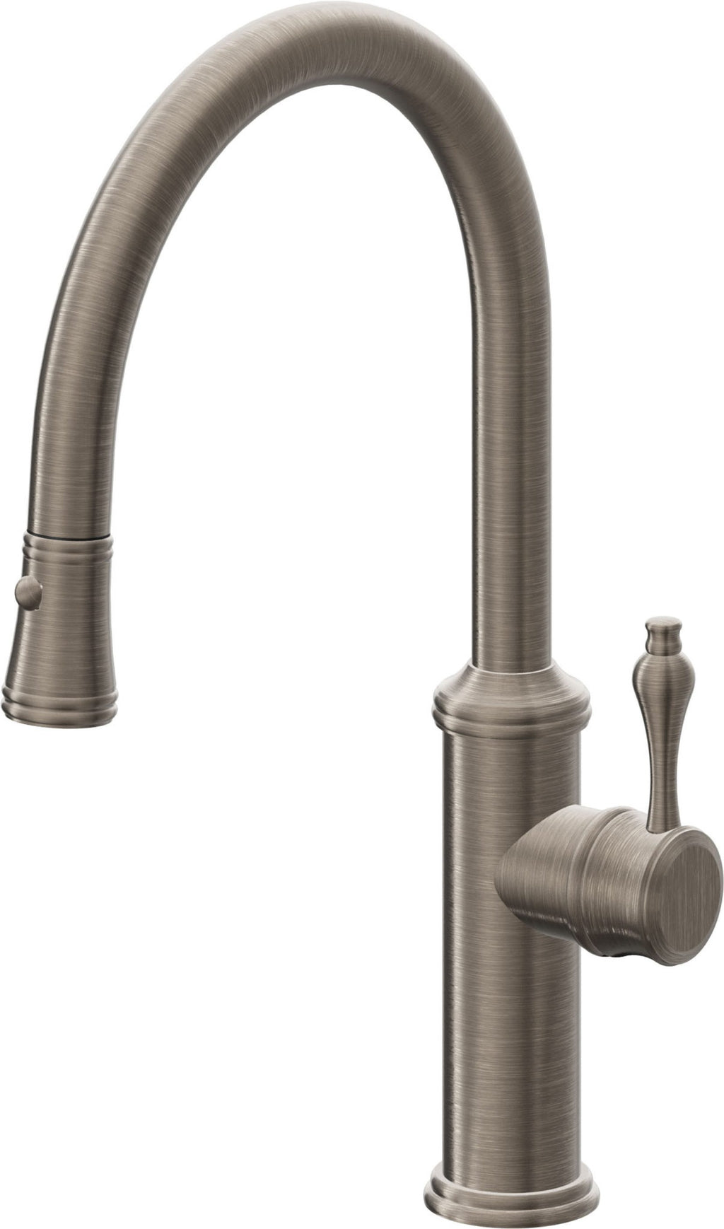 California Faucets Davoli Llave de Cocina Extraíble Tradicional - Surtidor Bajo - Níquel Antiguo Mate