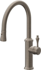 California Faucets Davoli Llave de Cocina Extraíble Tradicional - Surtidor Bajo - Níquel Antiguo Mate