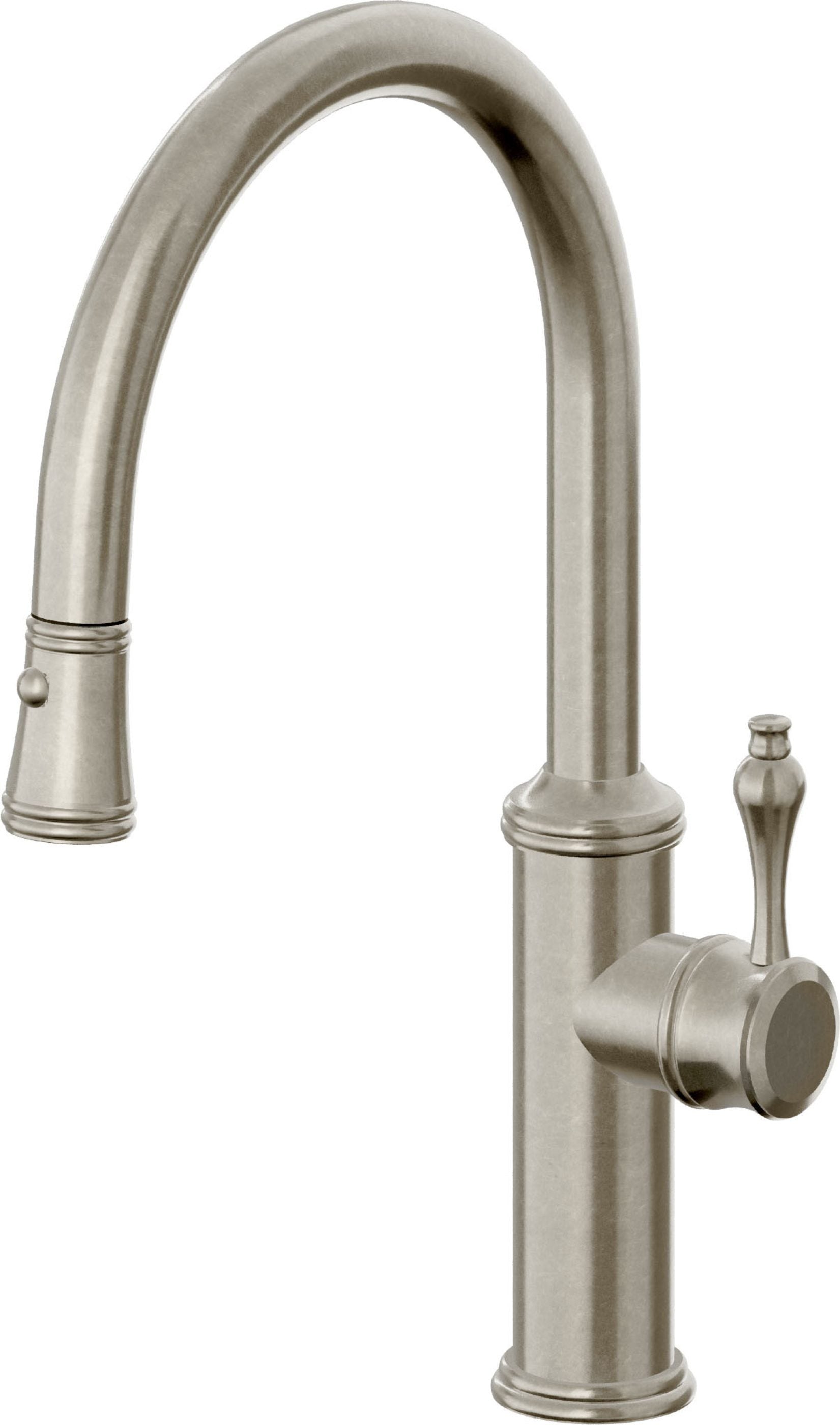 California Faucets Davoli Llave de Cocina Extraíble Tradicional - Surtidor Bajo - Níquel Bruñido
