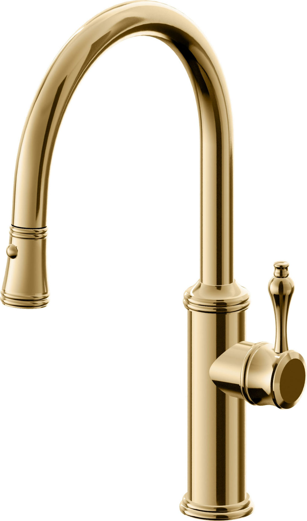 California Faucets Davoli Llave de Cocina Extraíble Tradicional - Surtidor Bajo - Oro Francés