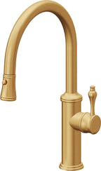 California Faucets Davoli Llave de Cocina Extraíble Tradicional - Surtidor Bajo - Oro Satinado de por Vida