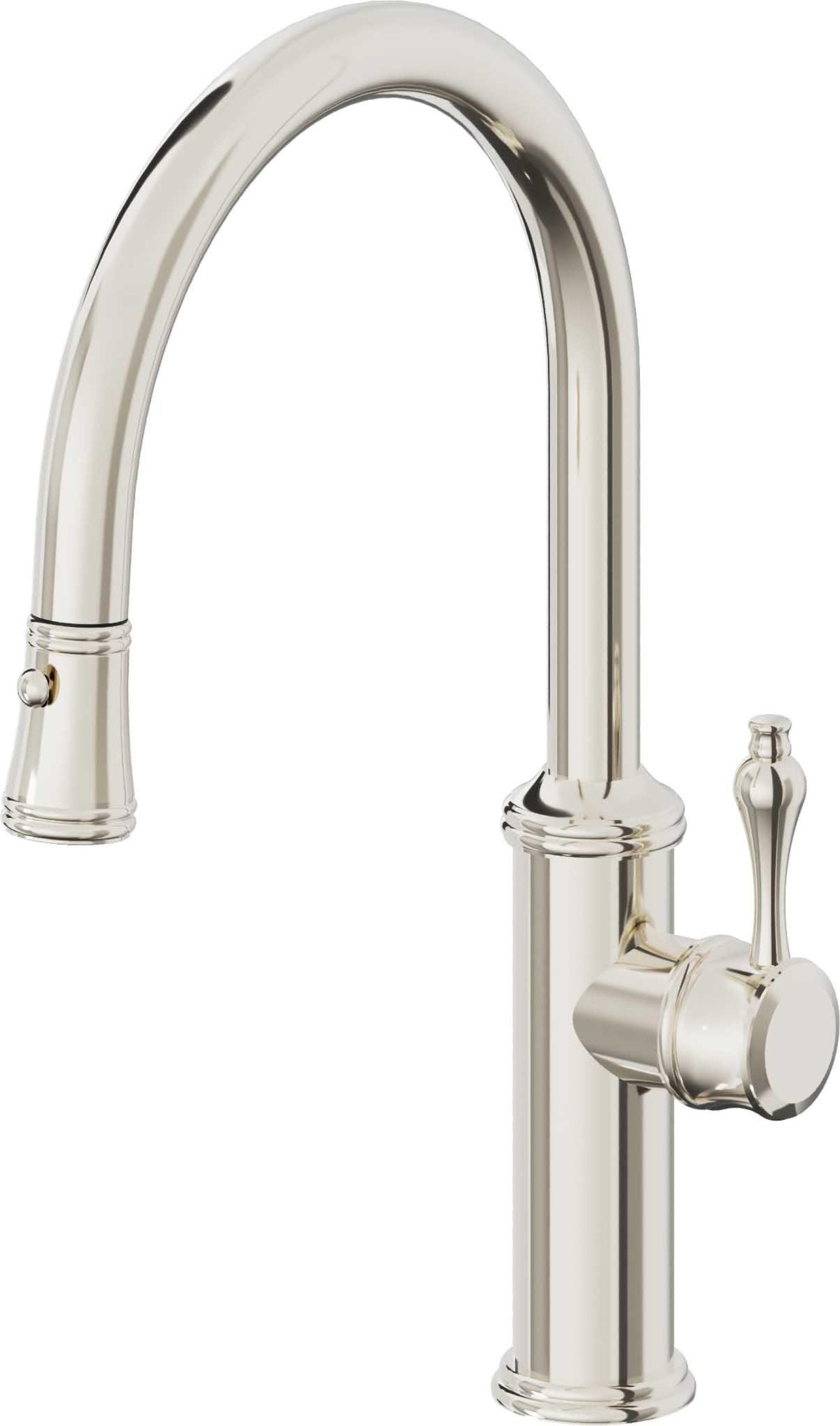 California Faucets Davoli Llave de Cocina Extraíble Tradicional - Surtidor Bajo - Níquel Pulido