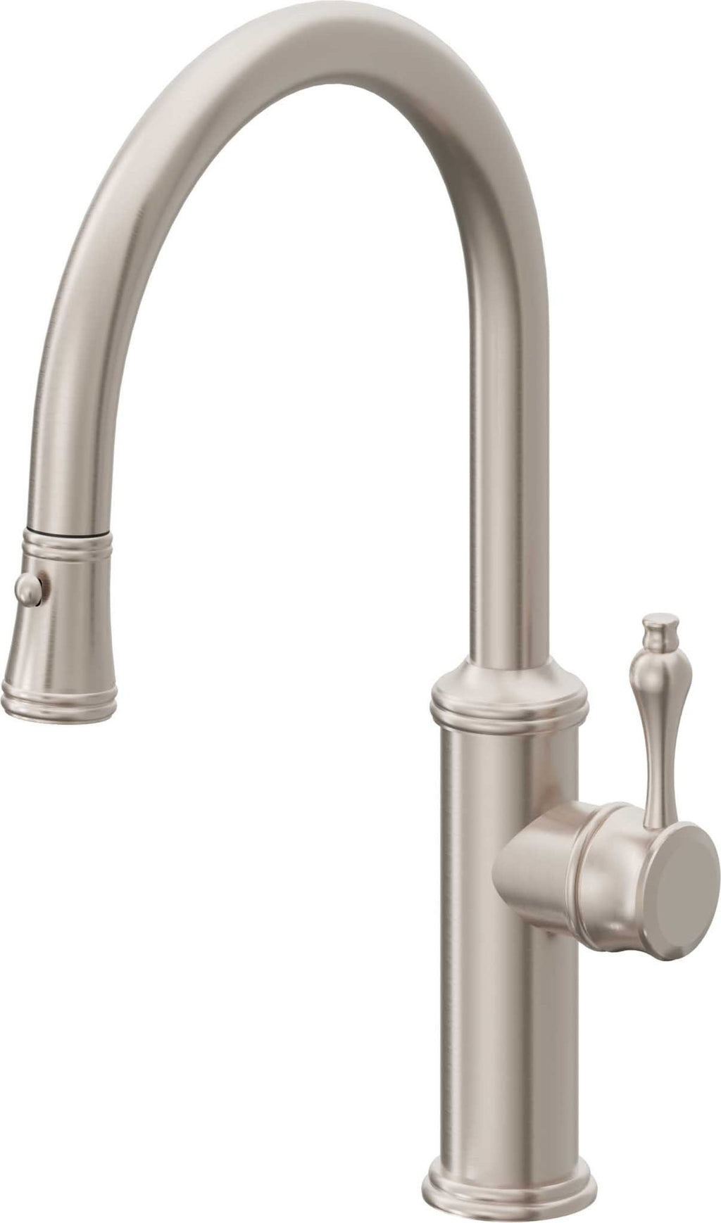 California Faucets Davoli Llave de Cocina Extraíble Tradicional - Surtidor Bajo - Níquel Satinado