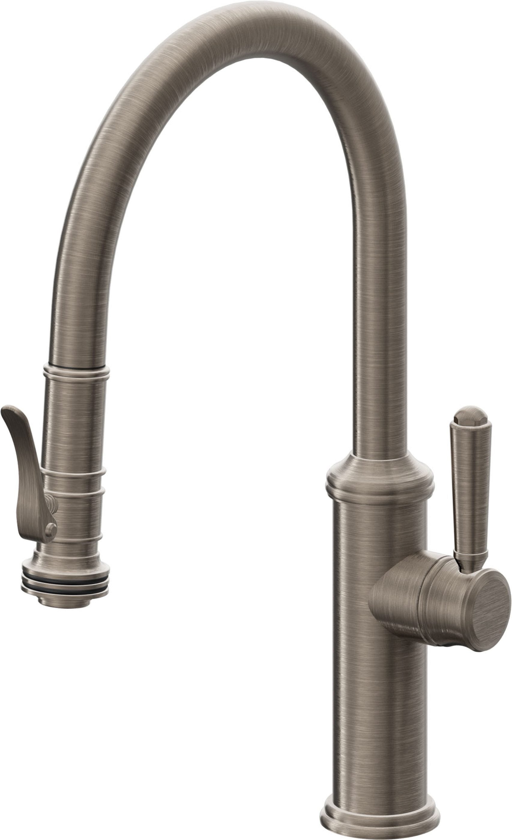 California Faucets Davoli Llave de Cocina Extraíble Tradicional - Surtidor Bajo - Níquel Antiguo Mate