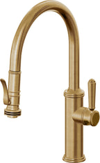 California Faucets Davoli Llave de Cocina Extraíble Tradicional - Surtidor Bajo - Latón Bruñido