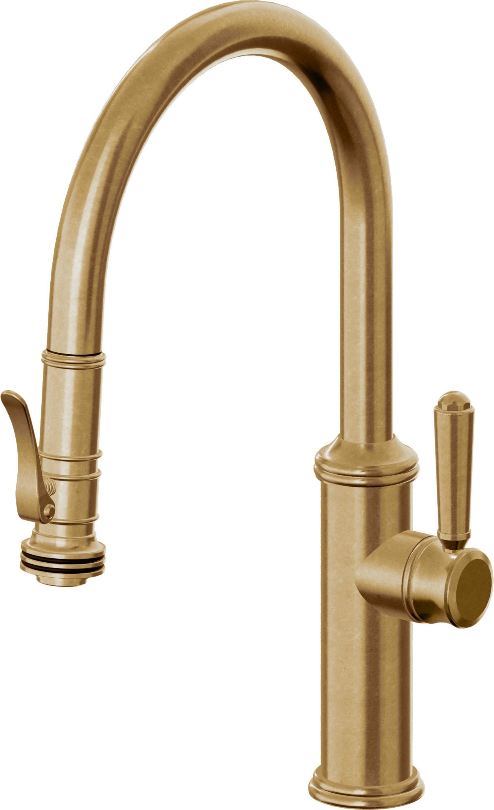 California Faucets Davoli Llave de Cocina Extraíble Tradicional - Surtidor Bajo - Latón Bruñido