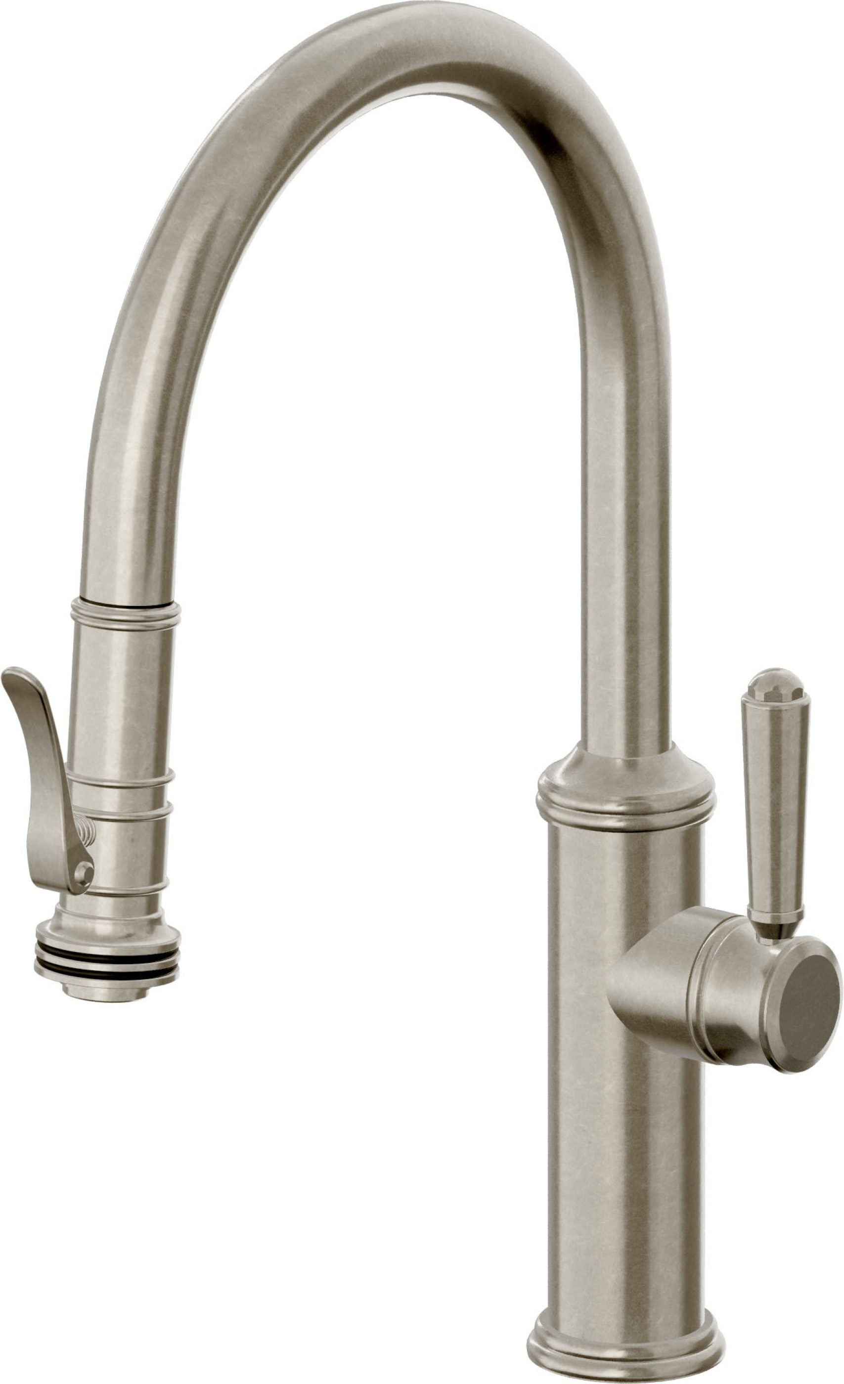 California Faucets Davoli Llave de Cocina Extraíble Tradicional - Surtidor Bajo - Níquel Bruñido