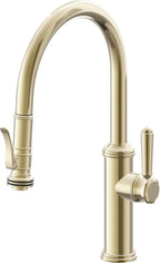 California Faucets Davoli Llave de Cocina Extraíble Tradicional - Surtidor Bajo - Latón Pulido