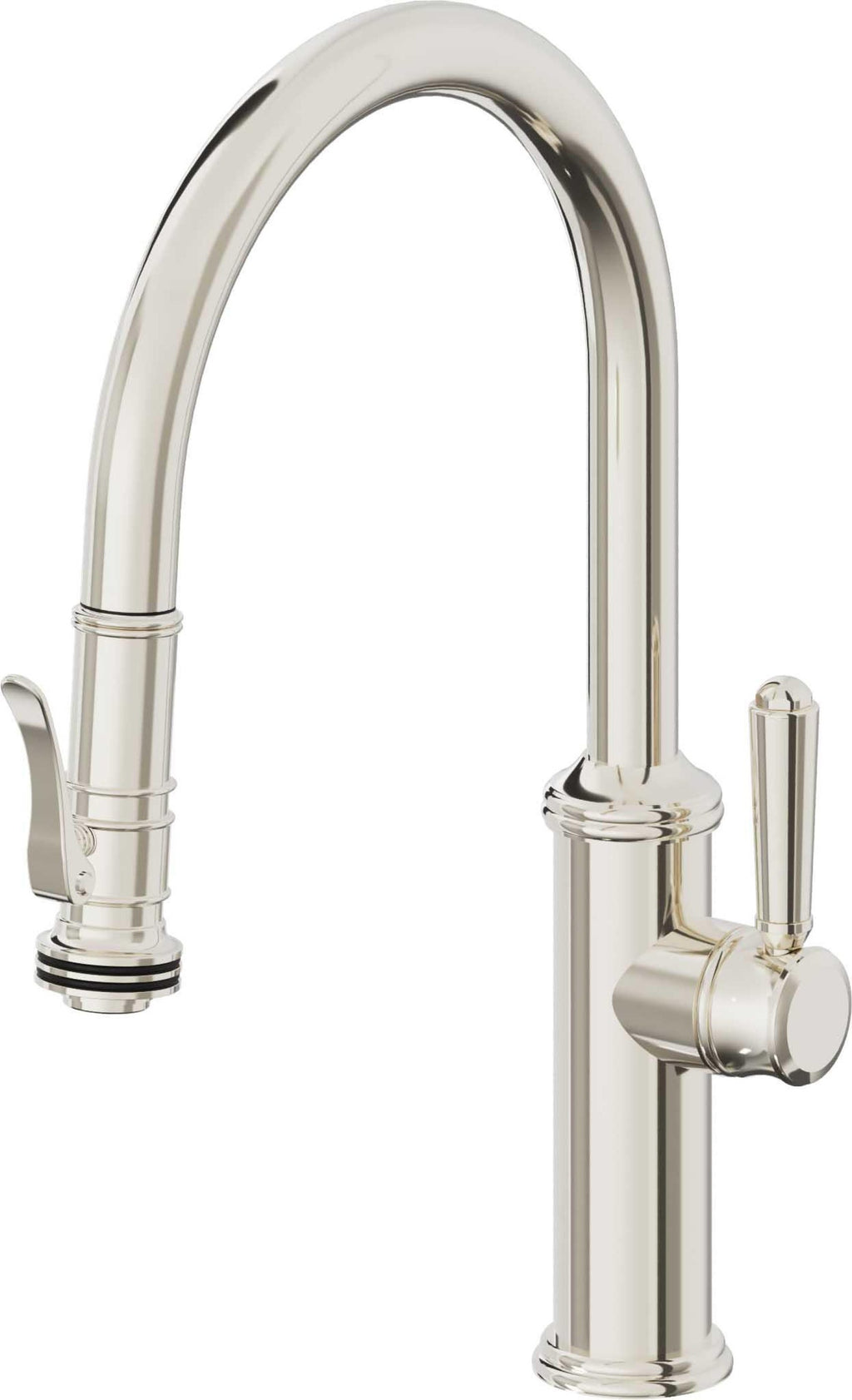California Faucets Davoli Llave de Cocina Extraíble Tradicional - Surtidor Bajo - Níquel Pulido