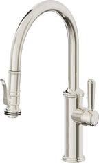 California Faucets Davoli Llave de Cocina Extraíble Tradicional - Surtidor Bajo - Níquel Pulido