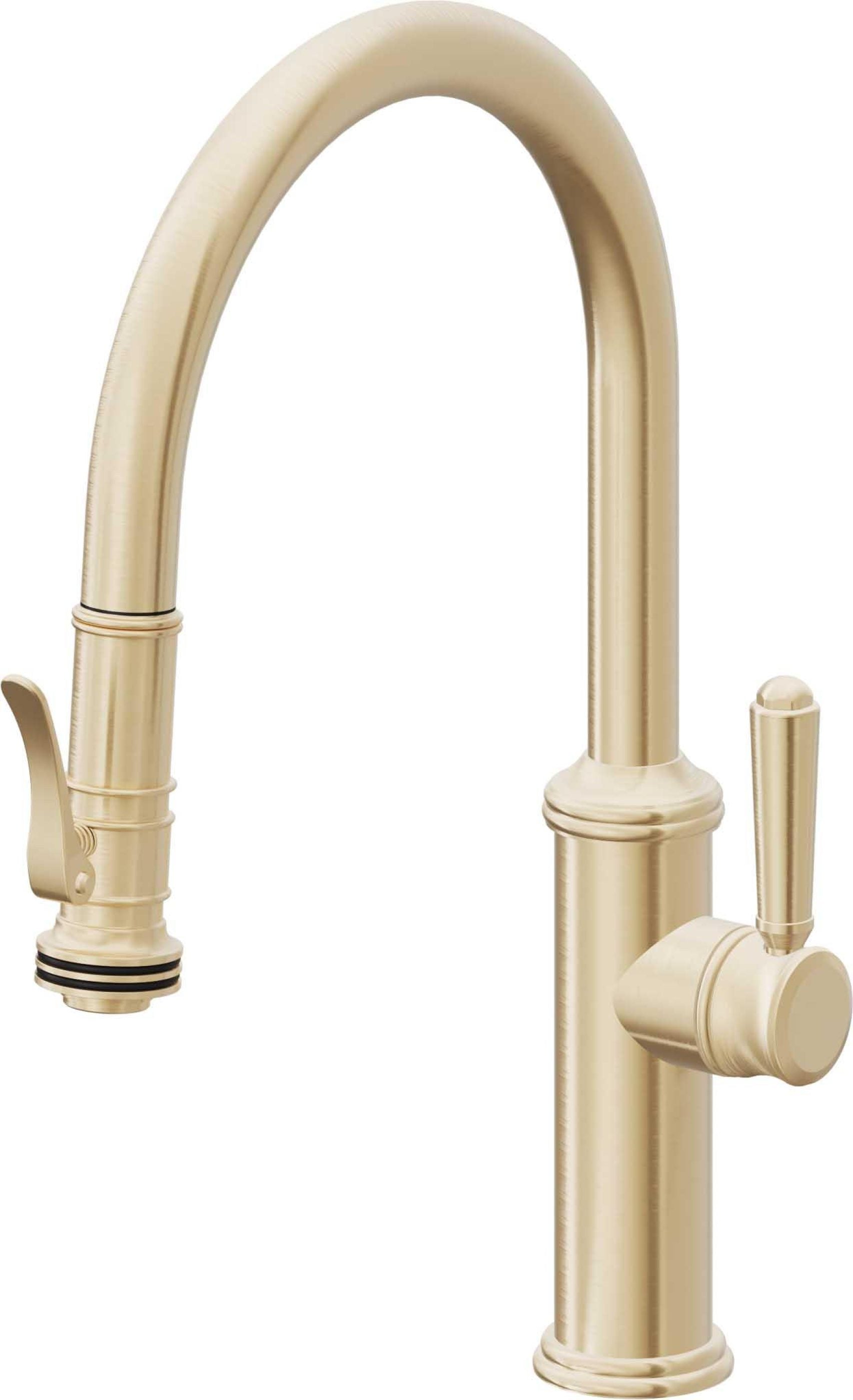 California Faucets Davoli Llave de Cocina Extraíble Tradicional - Surtidor Bajo - Latón Satinado