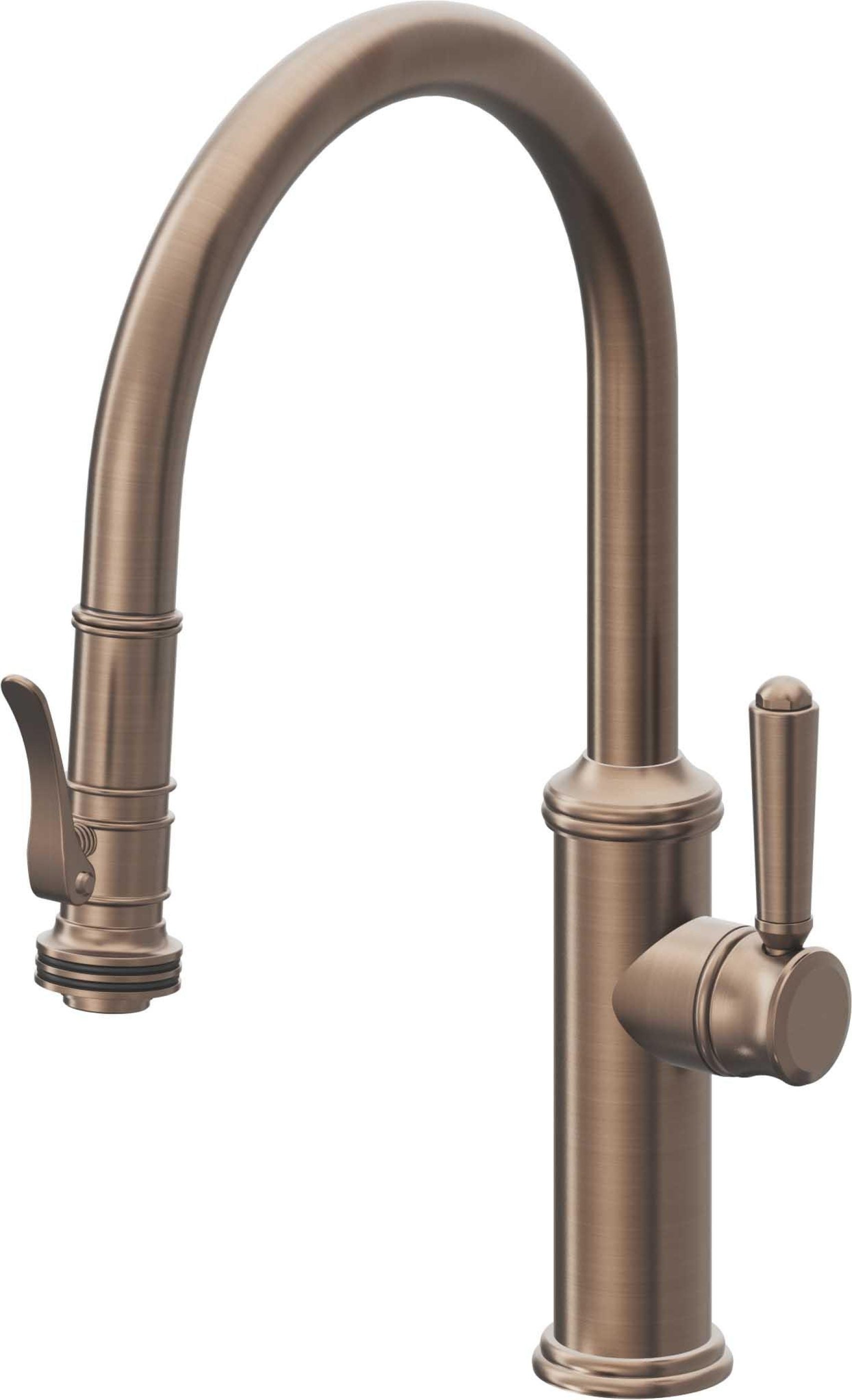 California Faucets Davoli Llave de Cocina Extraíble Tradicional - Surtidor Bajo - Bronce Satinado