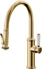 California Faucets Davoli Llave de Cocina Extraíble Tradicional - Surtidor Bajo - Oro Francés