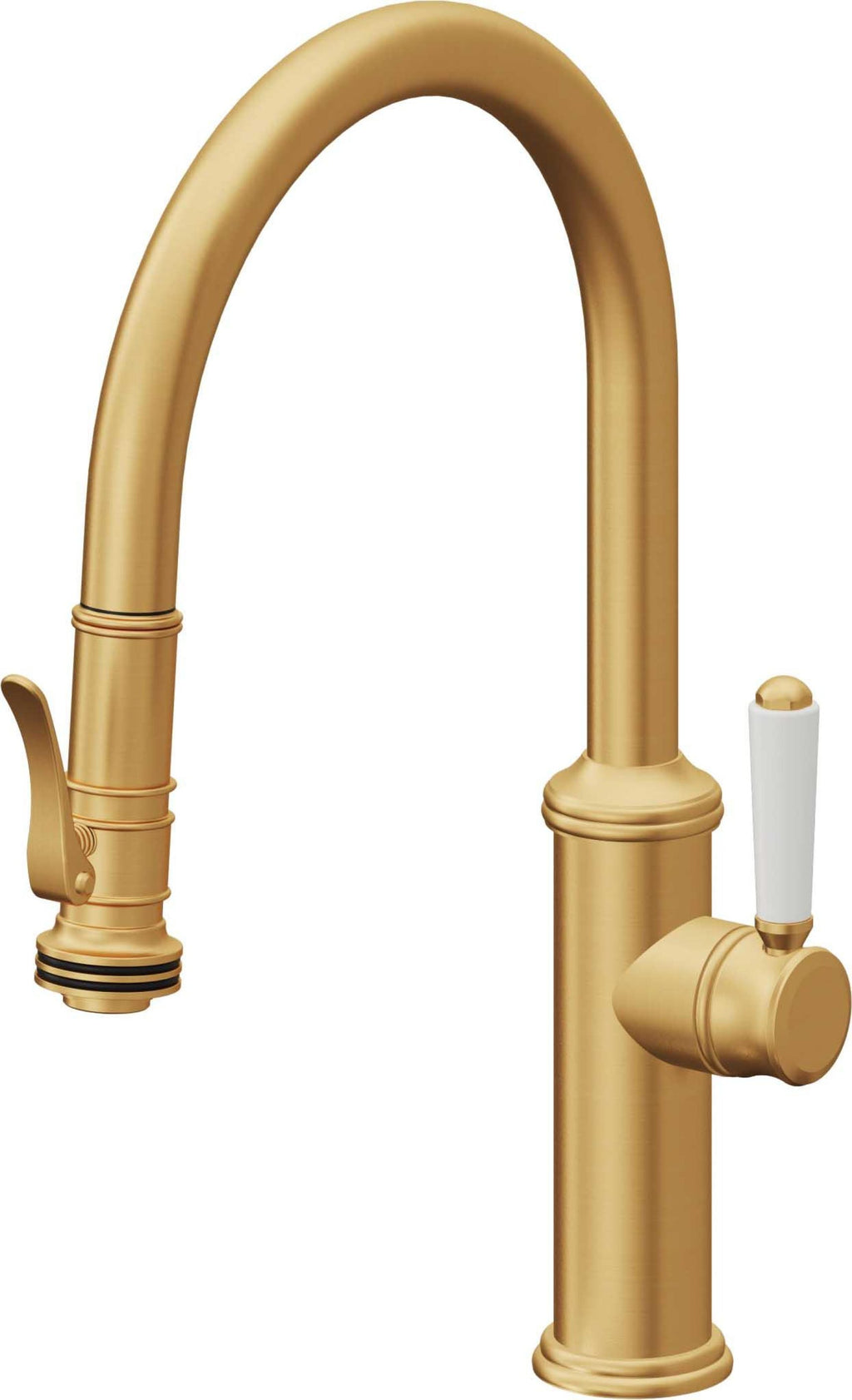 California Faucets Davoli Llave de Cocina Extraíble Tradicional - Surtidor Bajo - Oro Satinado de por Vida