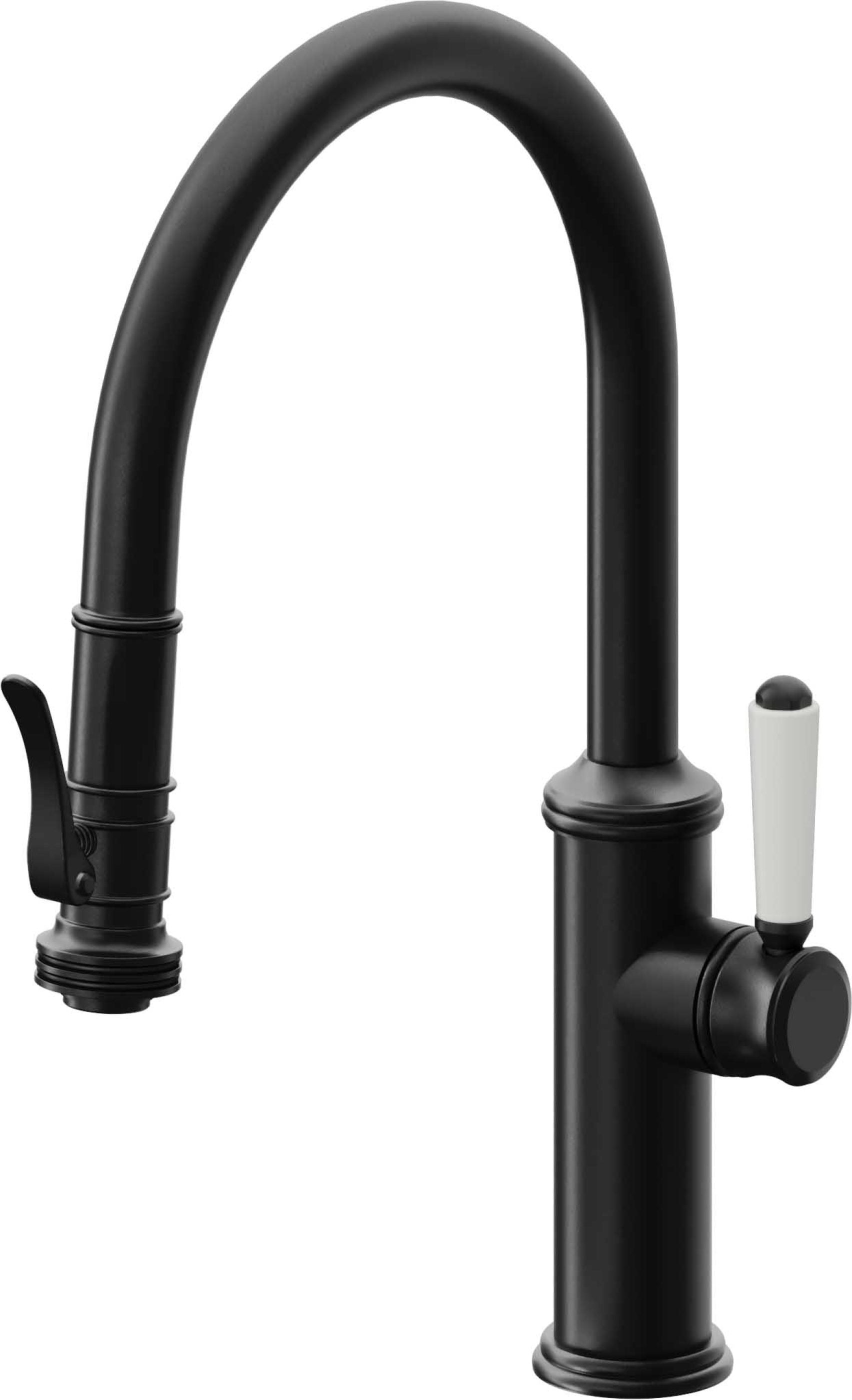 California Faucets Davoli Llave de Cocina Extraíble Tradicional - Surtidor Bajo - Negro Mate